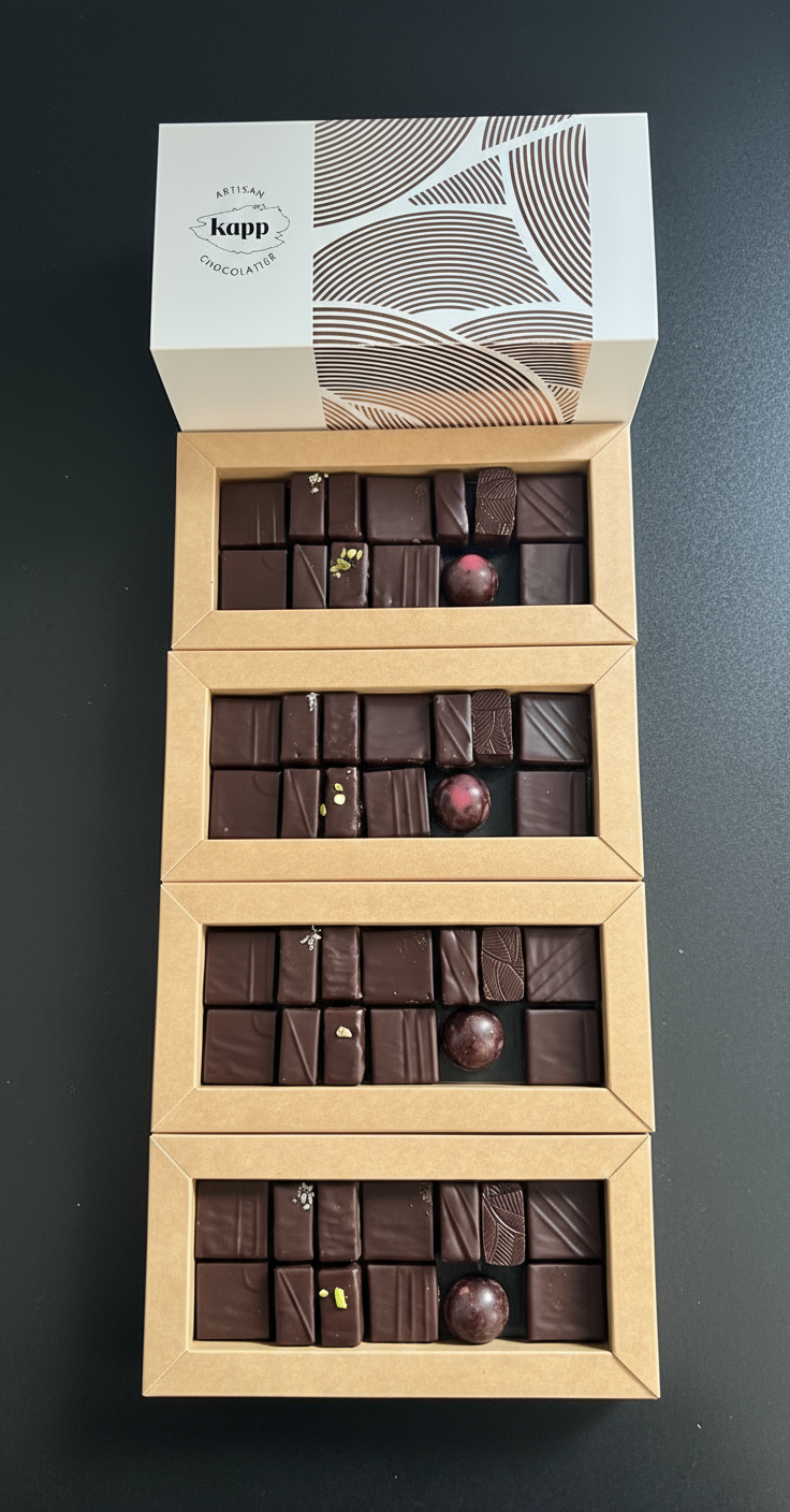 Coffret assortiment chocolat 4 étages NOIR 440 g